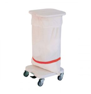 Sac Plein Blanc Pour Linge Sale, Fond Rectangulaire, Poignée De Saisie, Fermeture Par Cordelle Coulissant - Rayure rouge 