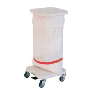 Sac Plein Blanc Pour Linge Sale, Fond Rectangulaire, Poignée De Saisie, Fermeture Par Cordelle Coulissant - Rayure rouge 