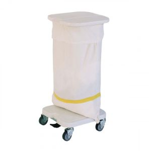 Sac Plein Blanc Pour Linge Sale, Fond Rectangulaire, Poignée De Saisie, Fermeture Par Cordelle Coulissant - Rayure jaune