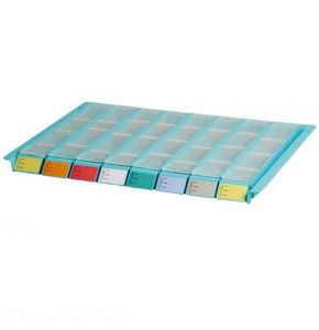 600 x 400 Tray with 8 Medication Pill Organizers and Morning Noon Evening Night Labels
