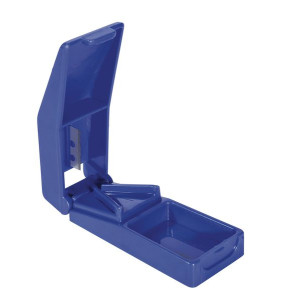 Practical and Precise Pill Cutter in Blue Plastic Case