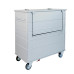 Anodized light alloy container with lid and front door