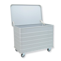 Anodized light alloy container with hinged lid