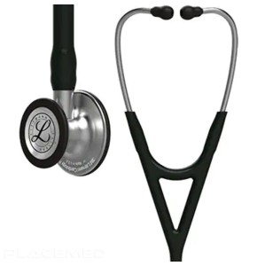 Cardiology Diagnostic Stethoscope - Standard-finish chestpiece, black tube, 55 cm